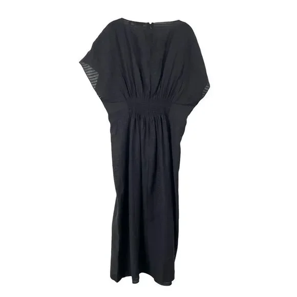 & Other Stories pleated striped midi dress Size 12 black lagenlook modest boho - Picture 8 of 10